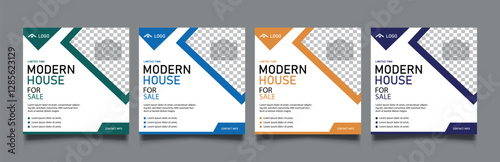 Real Estate Social Media Post Template, Modern House for Sale Promotional Design