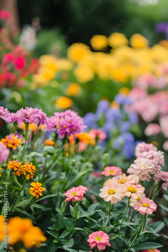 Colorful Spring Flowers in Bloom in Vibrant Garden Ideal for Backgrounds and Floriculture : Generative AI Colorful Spring Flowers in Bloom in Vibrant Garden Ideal for Backgrounds and Floriculture : Generative AI