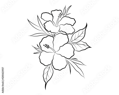 Vector tropical flowers. Floral botanical flower. Isolated illustration element. Vector wildflower for background, texture, wrapper pattern, frame, or border.