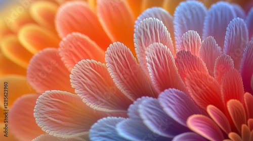 Closeup of vibrant multicolored flower petals with intricate textures and gentle lighting showcasing natural beauty in a stunning macro photography shot