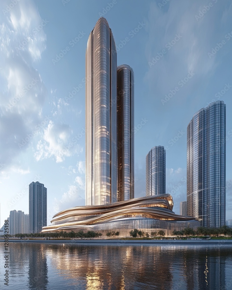 Naklejka premium Modern skyscraper with stunning architecture.