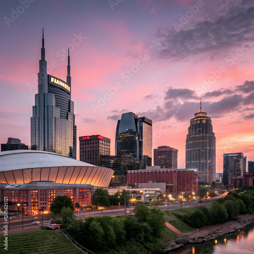 Nashville Skyline: Sunset Cityscape Photos