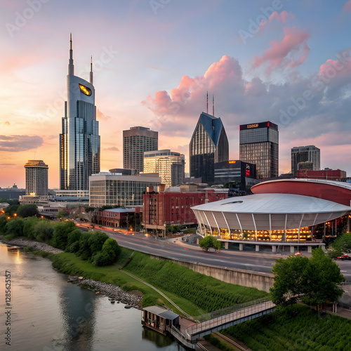 Nashville Skyline: Tennessee Cityscape at Sunset