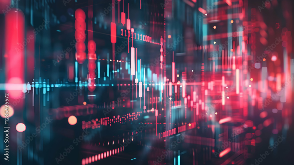 Fototapeta premium Abstract digital visualization of data streams and analytics, showcasing vibrant colors and patterns