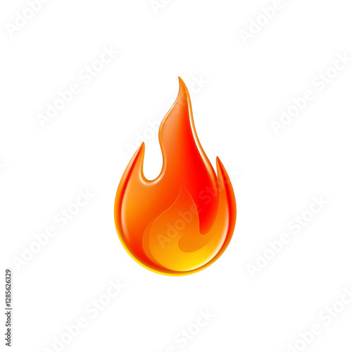 A 3D gradient flame icon with vibrant orange and yellow tones, Isolated on a transparent PNG background