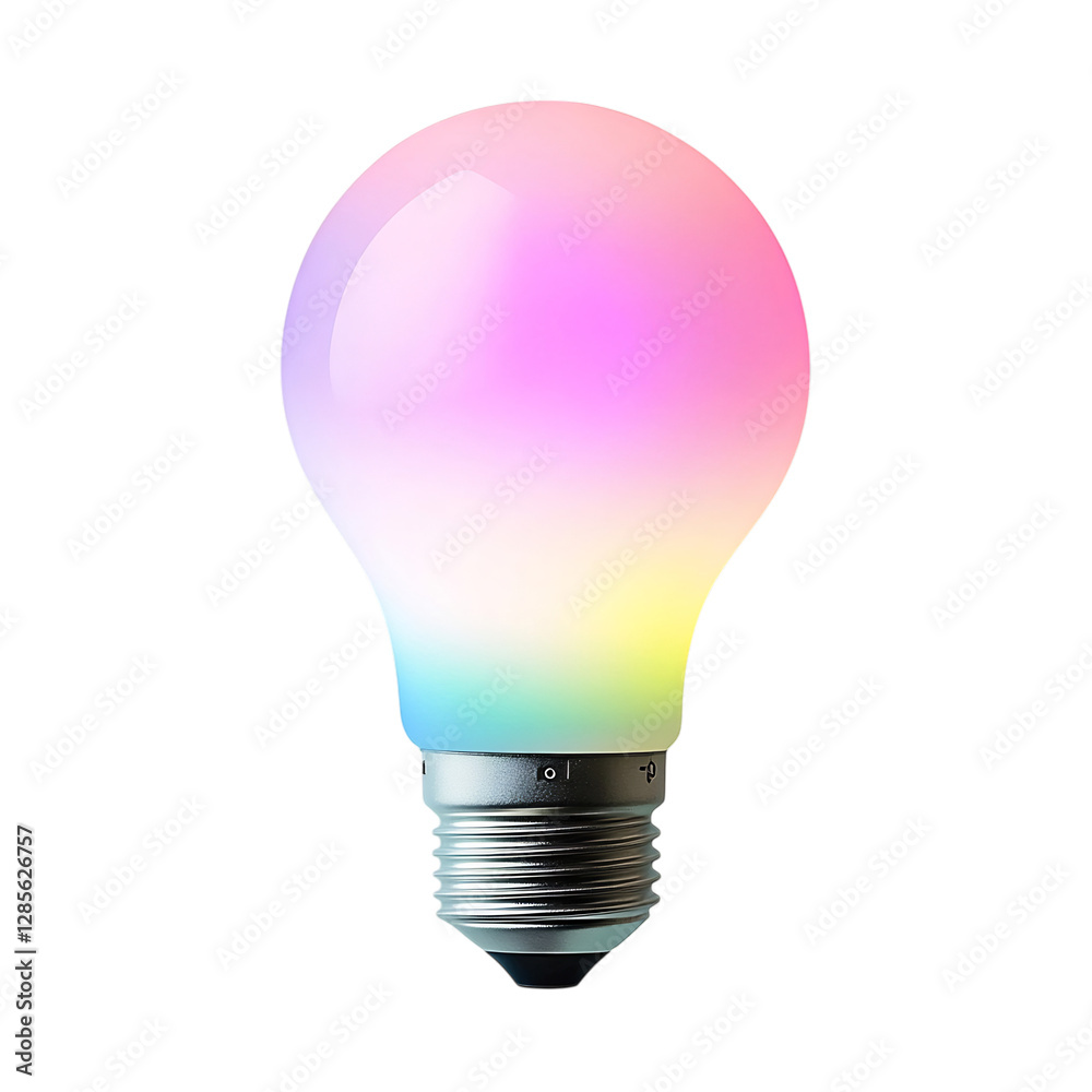A Modern High Tech Smart Light Bulb with Color Chang Isolated on Transparent Background A Modern High Tech Smart Light Bulb with Color Chang Isolated on Transparent Background
