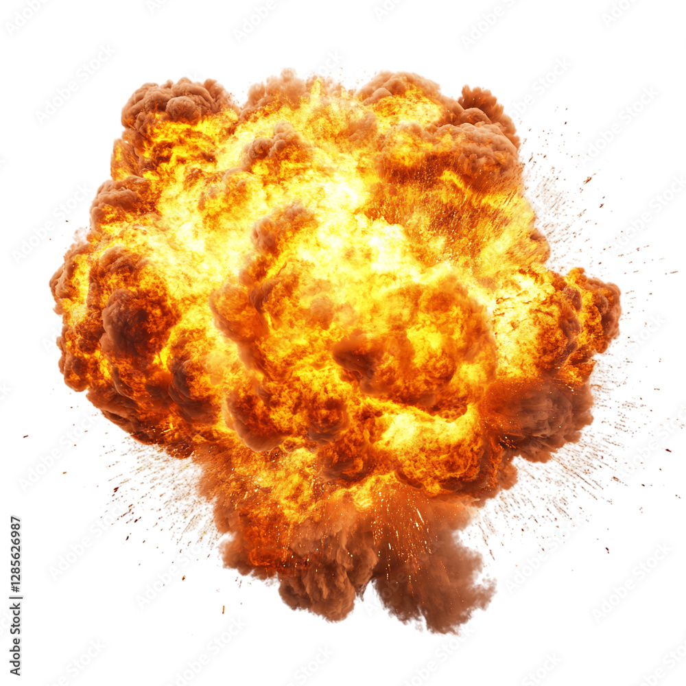 Large Fireball Explosion Isolated on Transparent Background Large Fireball Explosion Isolated on Transparent Background