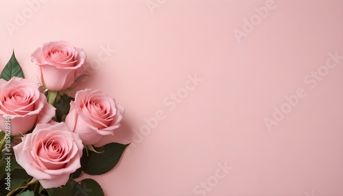 Wallpaper Mural Pink roses on a light pink background Torontodigital.ca