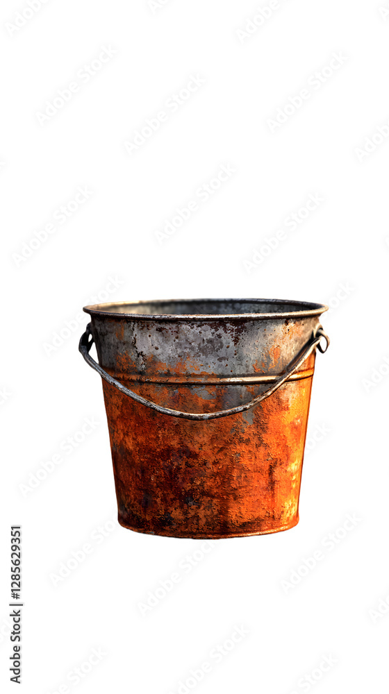 Rusty metal bucket on a white background Rusty metal bucket on a white background