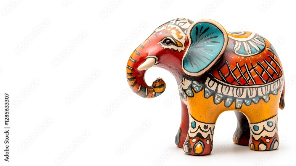 Obraz premium A ceramic elephant statue, isolated on white