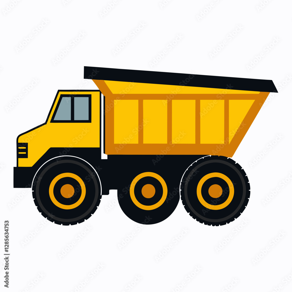 Articulated Dump Truck Vector Outline on Clean White Background Articulated Dump Truck Vector Outline on Clean White Background