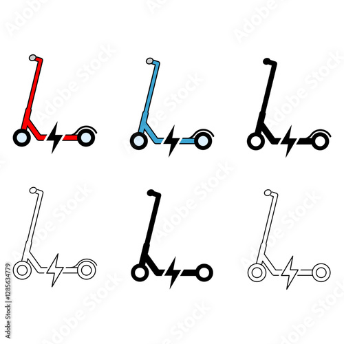 Set of Electric scooter icon, flat eco friendly transport, vehicle vector illustration .