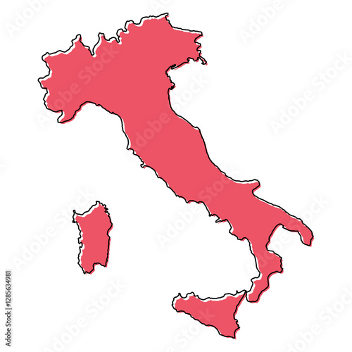 Italy map symbol shape, travel web flat concept icon web vector illustration .