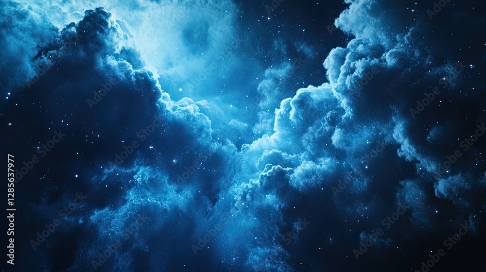 Futuristic digital clouds floating in dark space, symbolizing advanced technology, cloud storage, and data transfer in modern digital design projects. -- Futuristic digital clouds floating in dark space, symbolizing advanced technology, cloud storage, and data transfer in modern digital design projects. --
