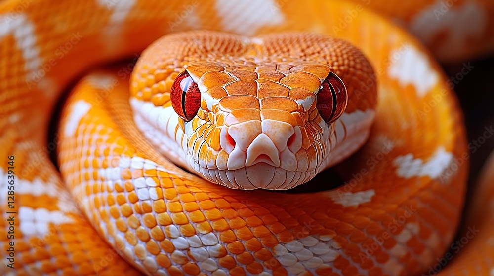 Fototapeta premium Closeup orange snake coiled