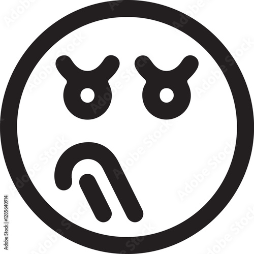 An illustration of a round face emoticon with both eyes sad and pursed lips