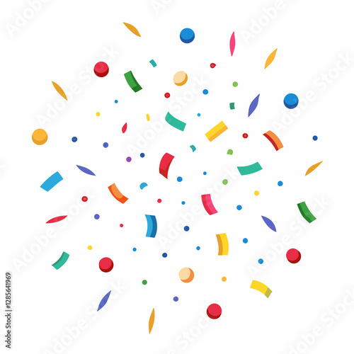 Colorful confetti burst on white background. (2)