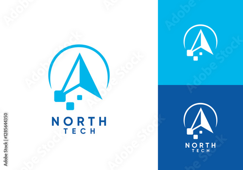 north tech pixel digital logo design concept