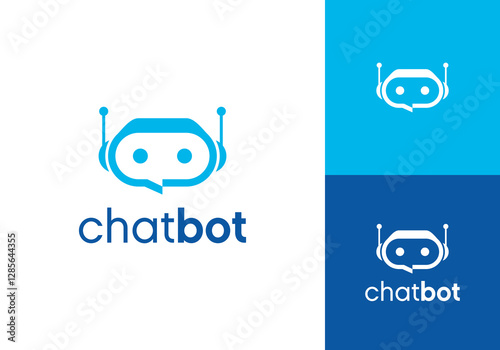 simple chat bot technology communication logo vector design