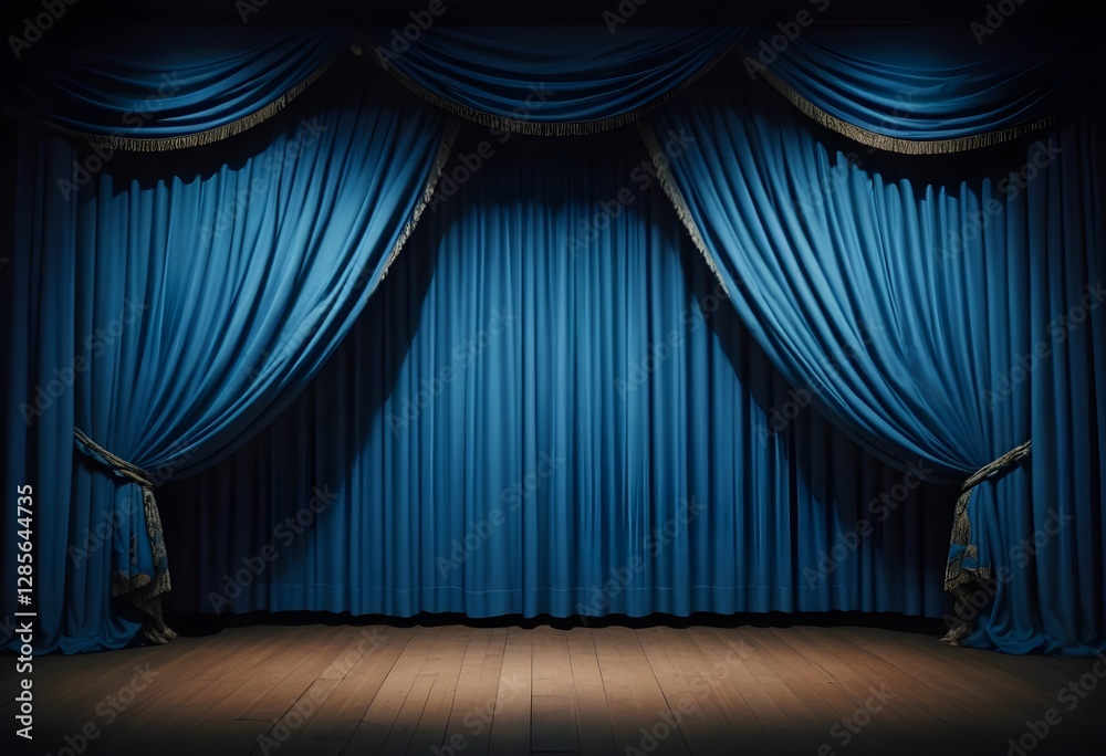 Fototapeta premium theater curtains with a wooden stage floor