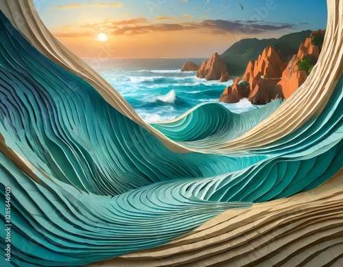 Landscape with sea at sunset