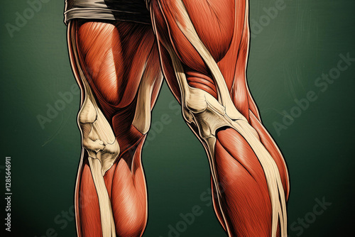 Graphic representation of human muscles, legs