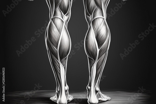 Graphic representation of human muscles, legs