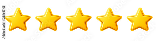3d golden 5 star rating or review on transparent background