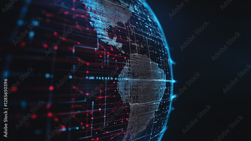 Obraz premium Digital globe with glowing network connections