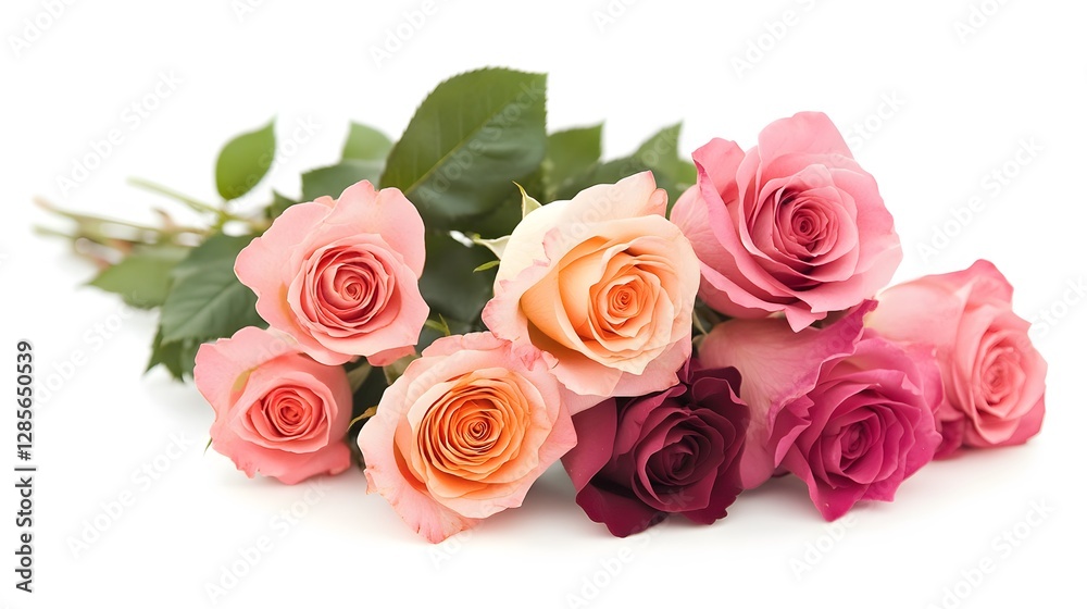 A bouquet of roses, isolated on a white background A bouquet of roses, isolated on a white background