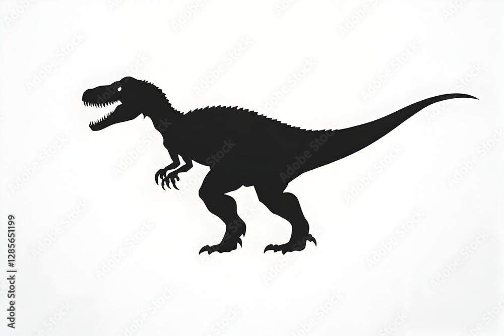 Naklejka premium Dramatic silhouette of a majestic dinosaur set against a stunning natural background