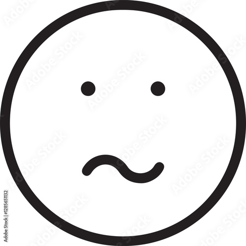 An illustration of a round-faced emoticon with a pouting mouth