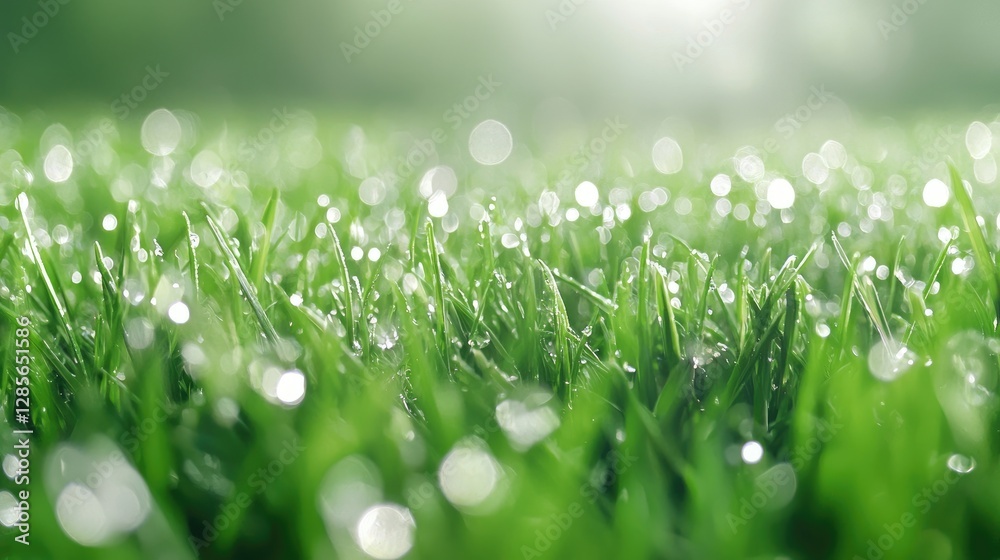Dew Drops on Lush Green Grass Dew Drops on Lush Green Grass