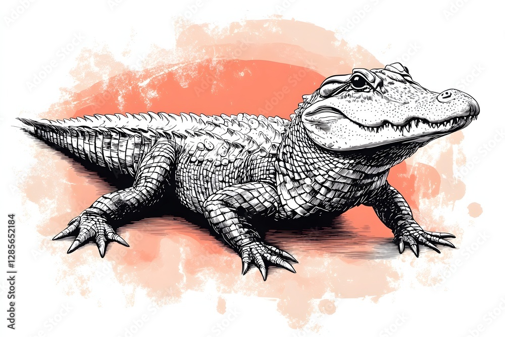 Obraz premium Detailed illustration of an alligator in a stylized and creative design