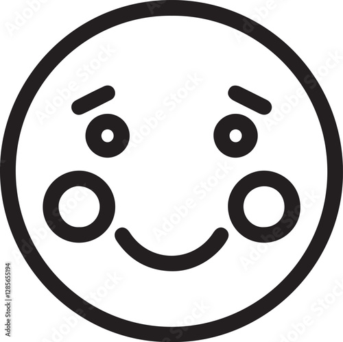 An illustration of a round-faced emoticon with wide-open eyes, a smiling mouth, and round cheeks, expressing embarrassment
