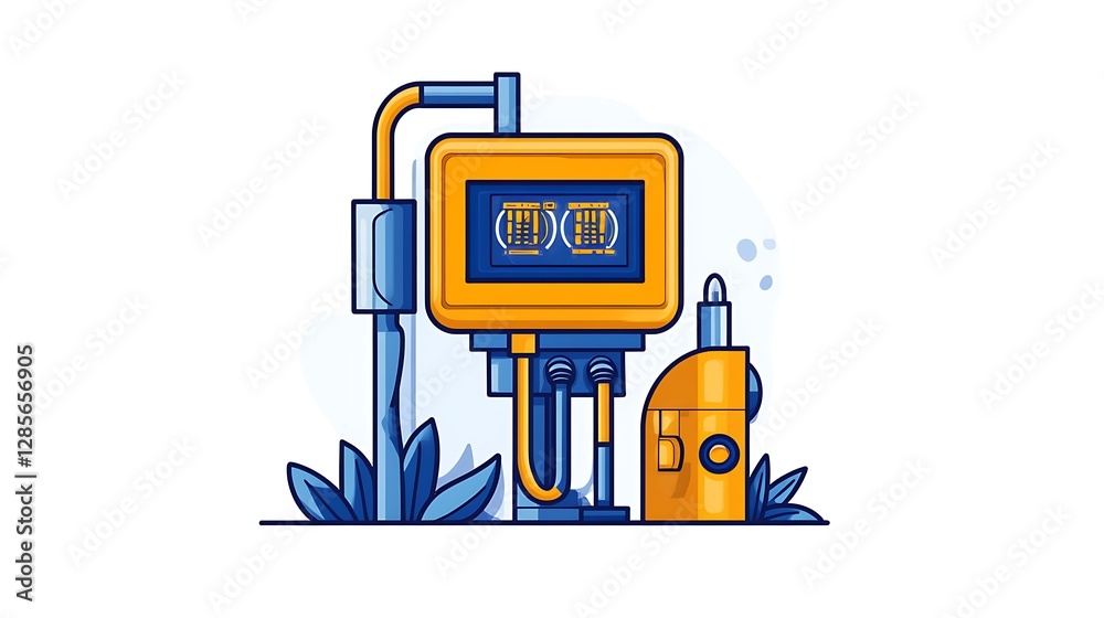 Naklejka premium Vibrant Vector Illustration: Futuristic Underwater Monitoring System AI Generated