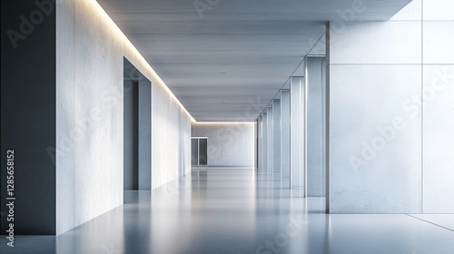 Sleek 3D Render of Modern Business Building Hallway Interior