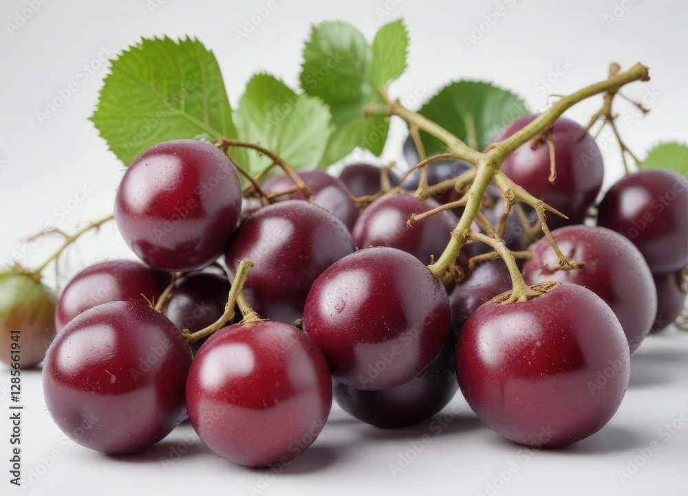Fresh muscadine grape with stem on white background, muscadine, grape Fresh muscadine grape with stem on white background, muscadine, grape