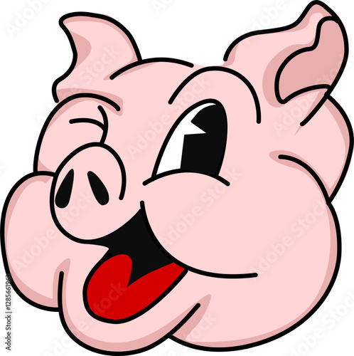 Ilustración de un cerdo sonriente