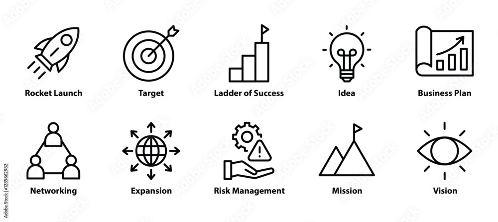 Fototapeta premium Business Growth & Strategies Icons