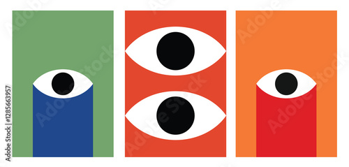 Illustration wall art eye cry emotional retro unique design abstract colorful