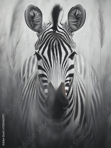 Close-up view of a zebra showcasing intricate black and white stripes in a natural habitat