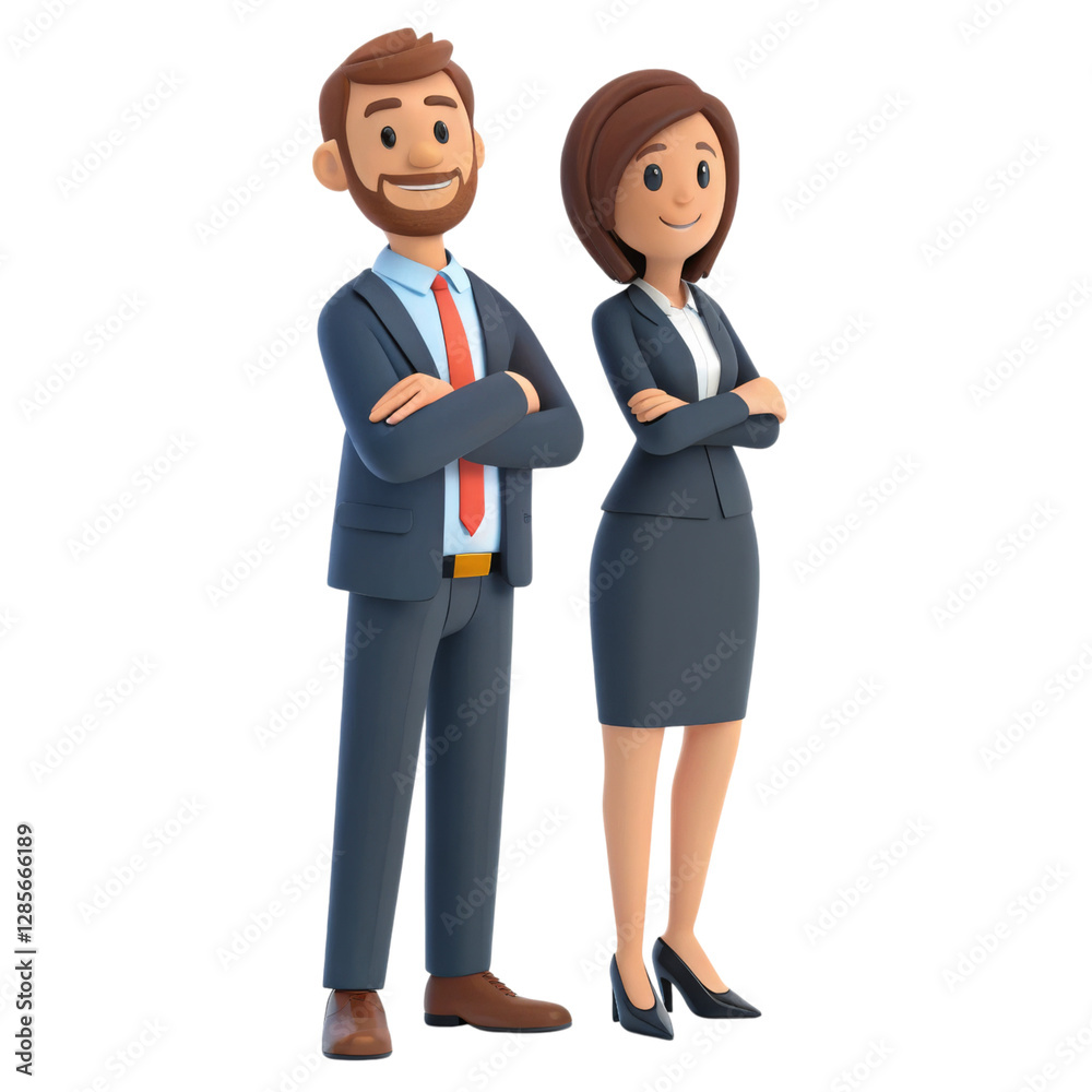 3D Cartoon Businesswoman Smiling White Background. Isolated on Transparent or White Background Business professionals in formal attire 3D Cartoon Businesswoman Smiling White Background. Isolated on Transparent or White Background Business professionals in formal attire