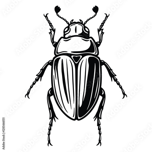 Line art Diving beetle silhouette vector graphic.