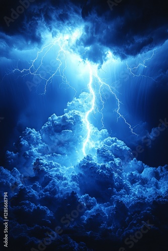 Obraz na płótnie A blue sky with a lightning bolt in the middle of it w salonie