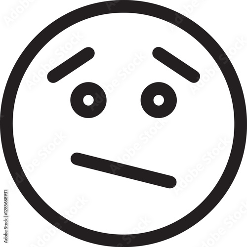 An illustration of a round-faced emoticon with furrowed eyebrows and a straight mouth, expressing slight disappointment