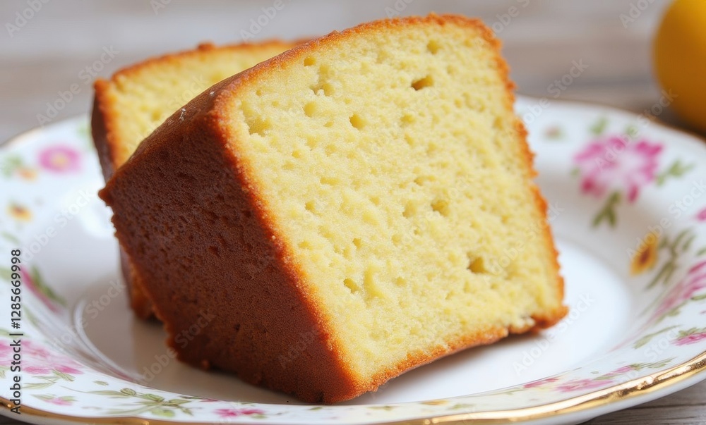 Delicious lemon cake slices served elegantly Delicious lemon cake slices served elegantly
