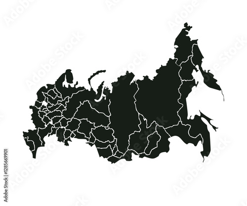 russia map silhouette vactor line art with white background.