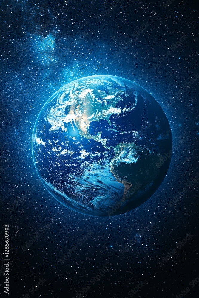 Fototapeta premium A view of the earth from space with stars in the background