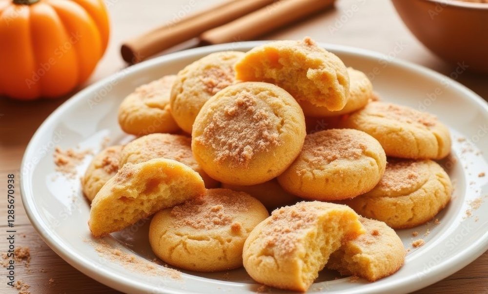 Delicious pumpkin cookies on a plate Delicious pumpkin cookies on a plate